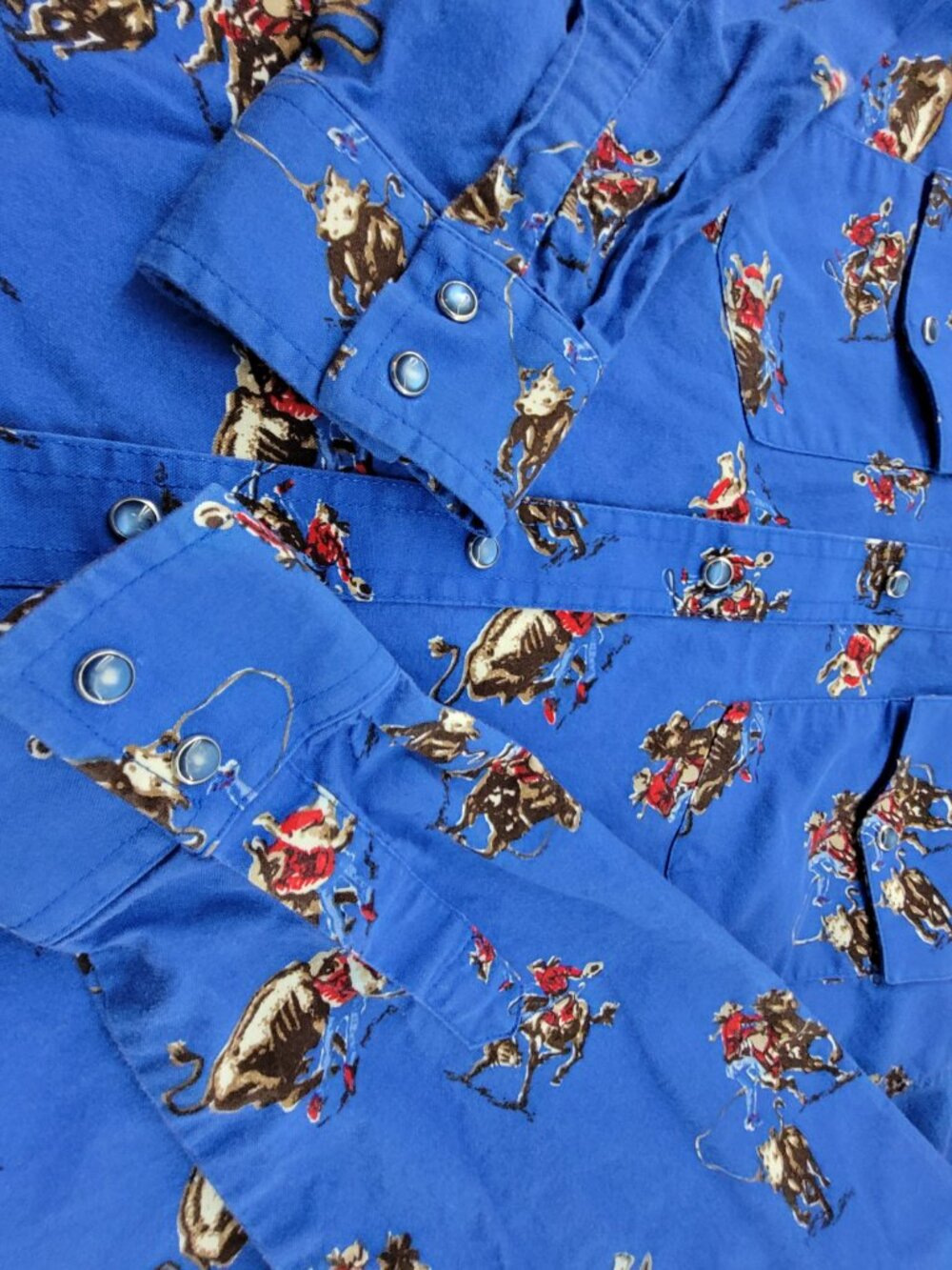 Vintage Wrangler Western Shirt Boys XL Blue Pearl Snap Cowboy Horse Roping Youth - Picture 16 of 16
